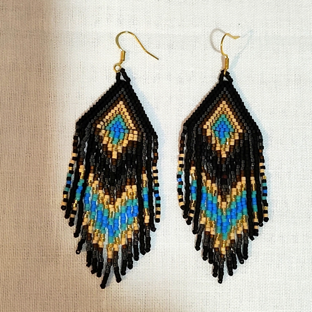 Handmade beaded Native American style earrings